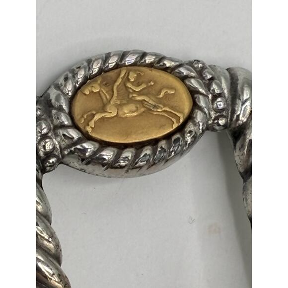 Brighton Museum Collection Belt M 30 Croc Leather Pegasus Angel Medallion